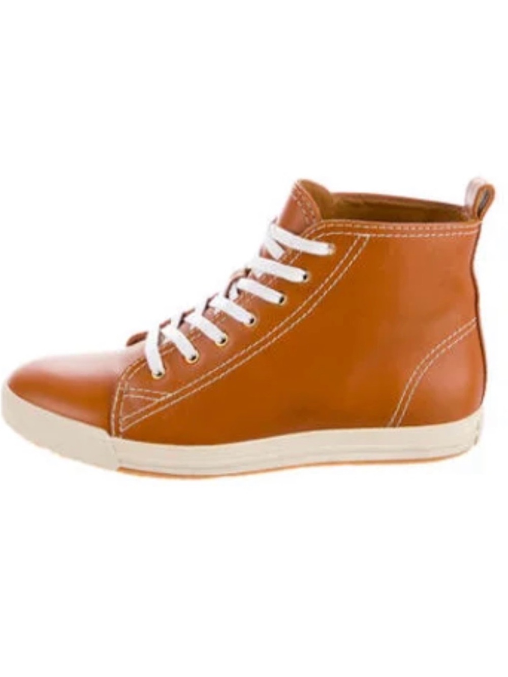 Ralph Lauren Purple Label Women's Tan Leather High-Top Sneaker Bootie